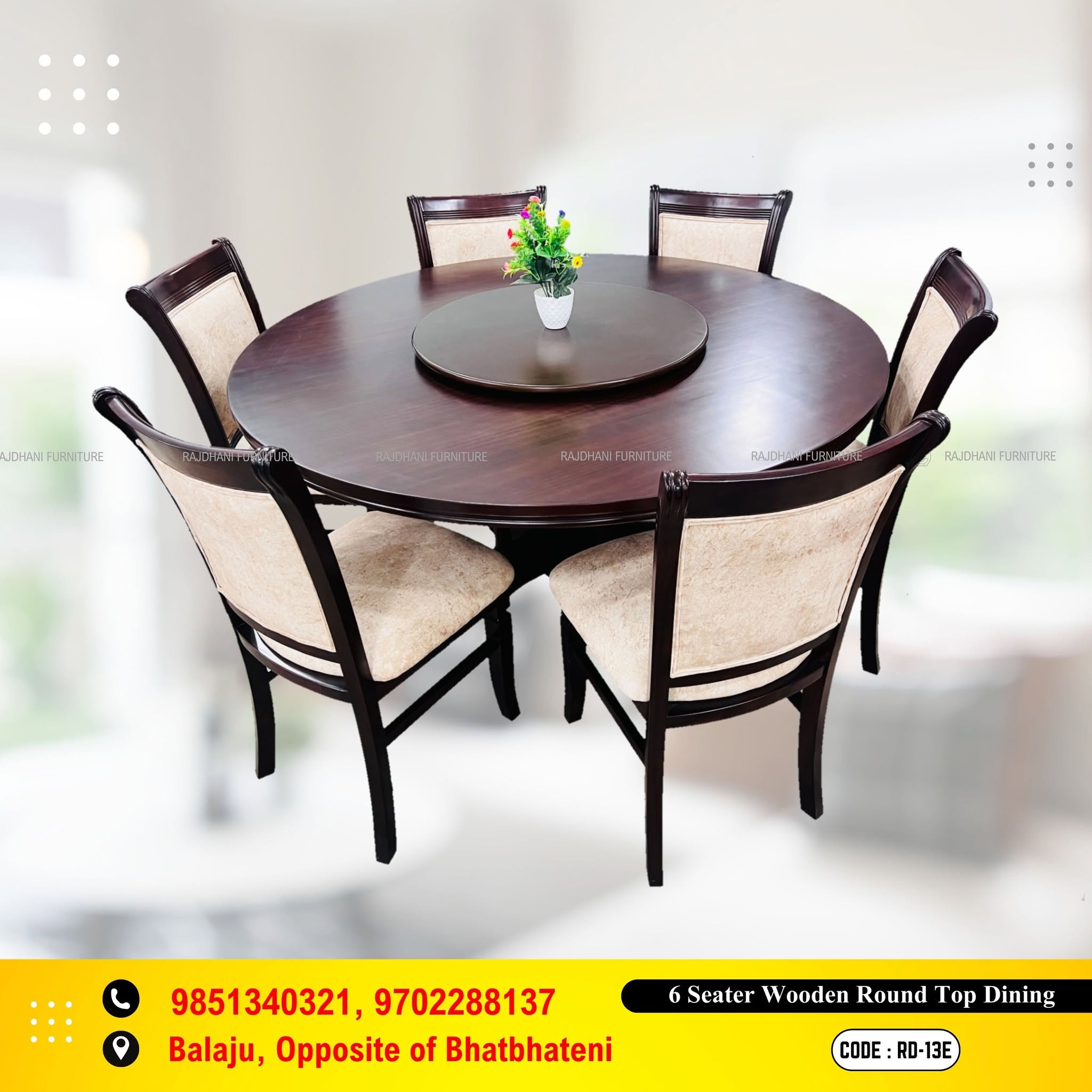 Sisau wood 6-chair Modern dining set